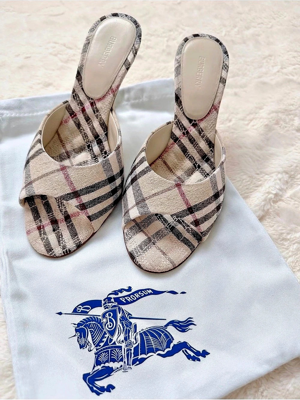 Burberry Check Mews Mule Heels - Brand New